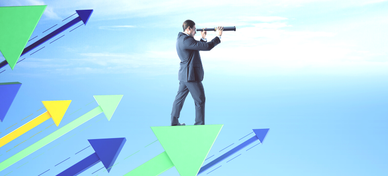 man with spyglass and arrows